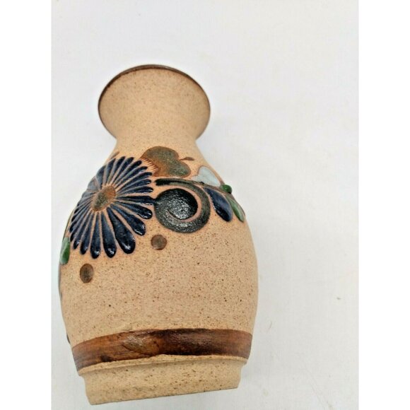 Vintage MEXICAN Tonala CLAY VASE Hand Painted 5 3/4 x 3 1/4" - Picture 9 of 10
